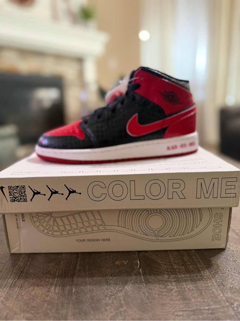 Nike Air Jordan 1 Mid Black and Red High-Top
